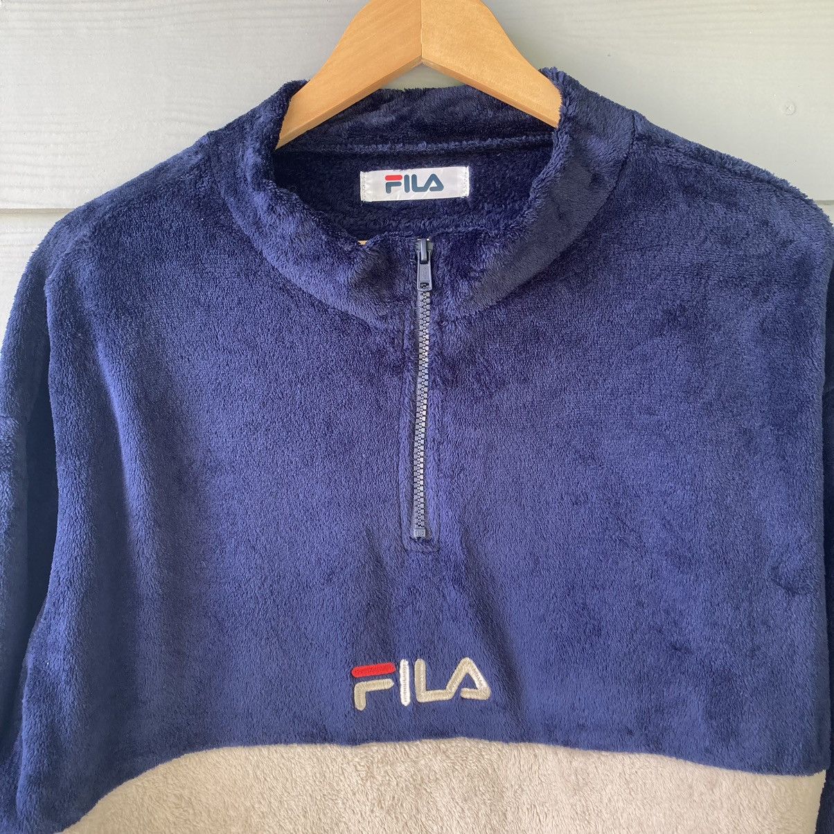 Vintage Fila Blue Blank Fleece Sweater - 4
