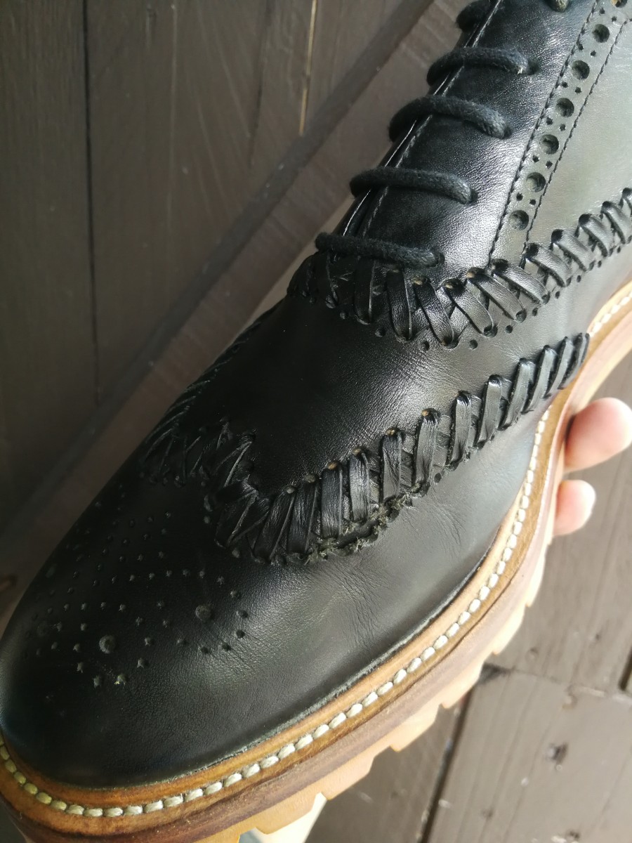 Dries Van Noten Leather Woven Wingtip with Lug Sole - 5