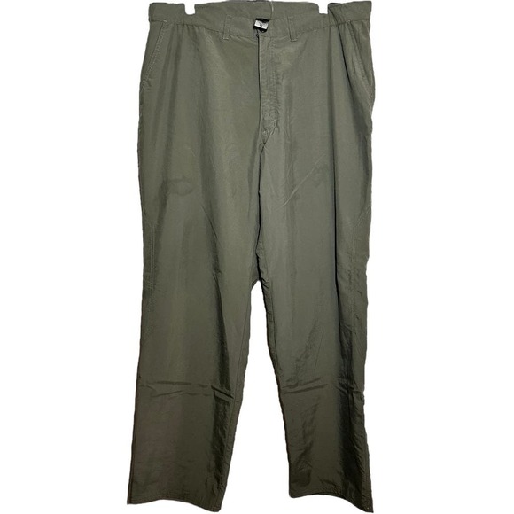 Patagonia Nylon Chino Pants Back Zipper Slash Pocket Zip Fly Green 38" - 1