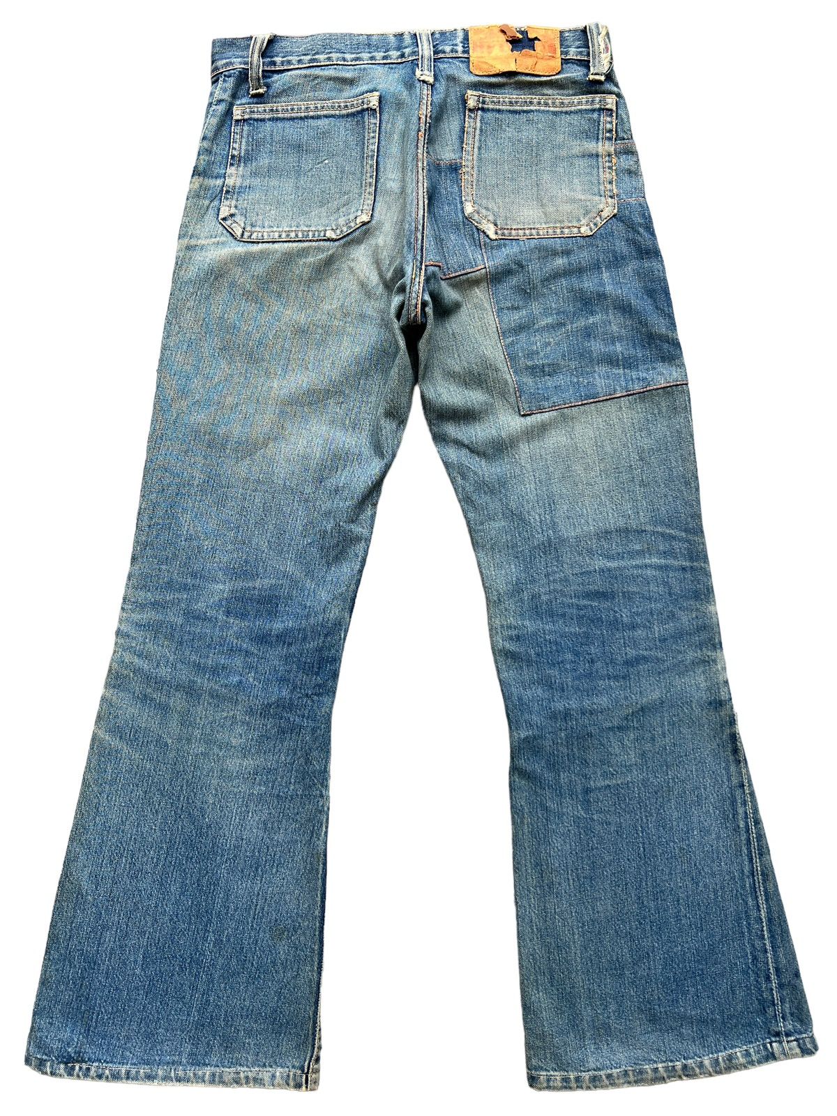 Hype - Vintage 80s Edwin Bushpant Patchwork Distressed Flare Jeans - 3