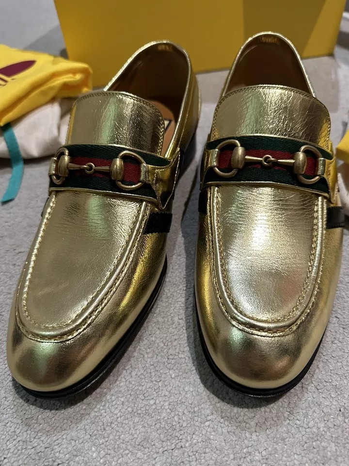 Gucci X Adidas Men’s loafers Quentin Horsebit Calf Leather UK 7.5 Gold - 1