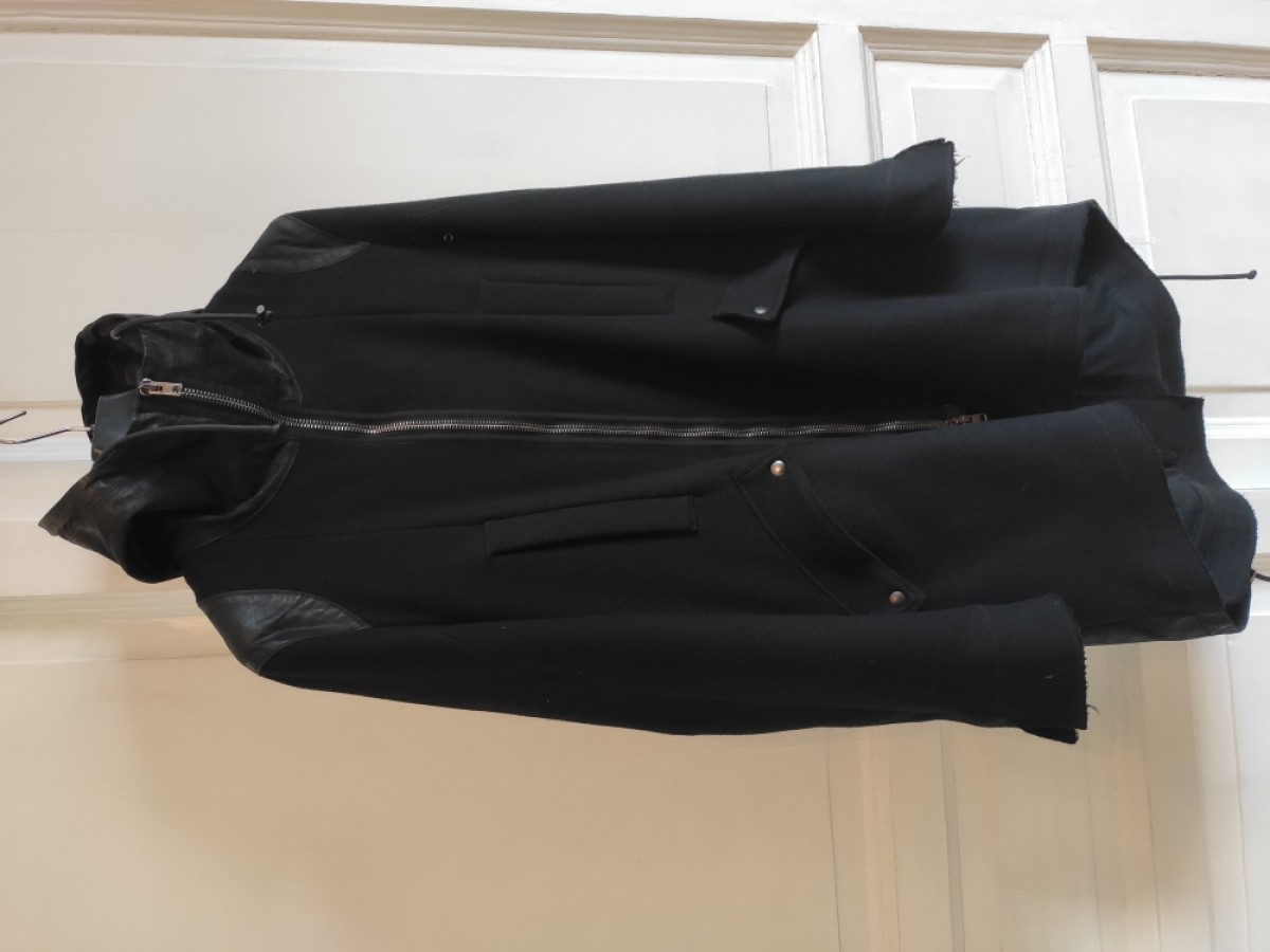 Isabel Benenato - GRAIL! Wool & leather hooded coat. Like Julius, Rick Owens - 4