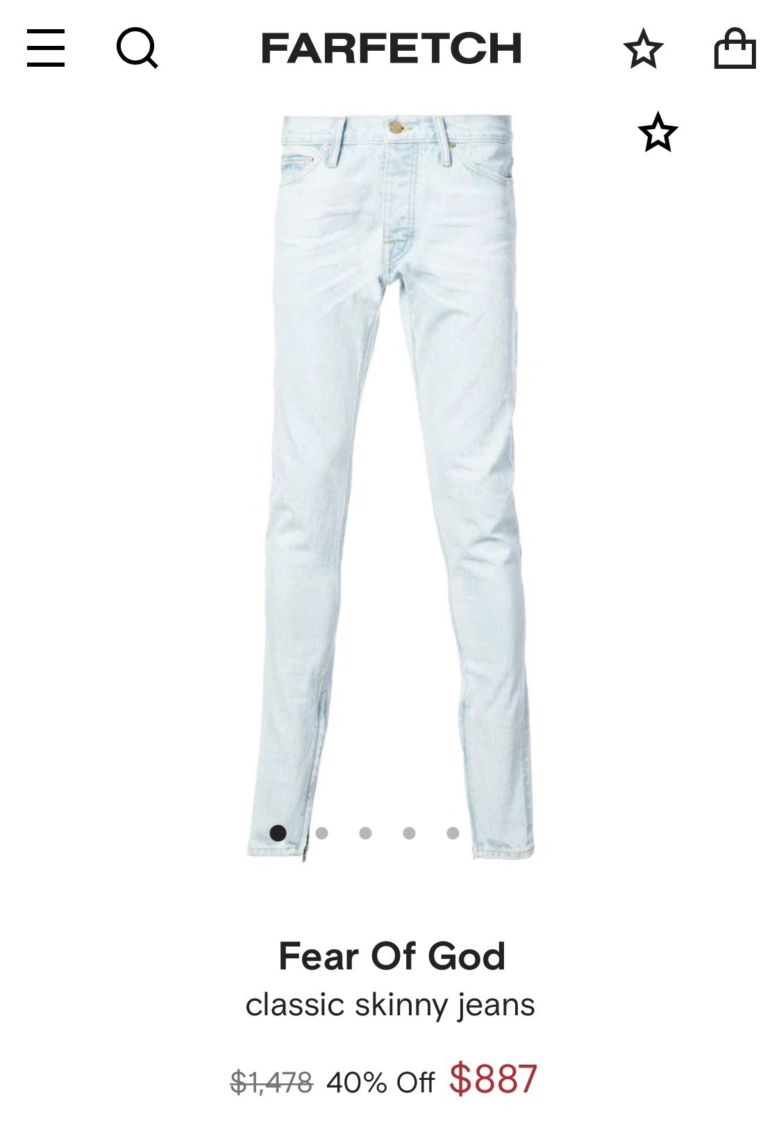 Fear of God Jeans Fifth Collection Washed Out Indigo 34 - 11