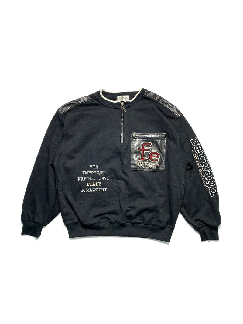 Japanese Brand - Fernand Napoli Italy Leather Crewneck - 1