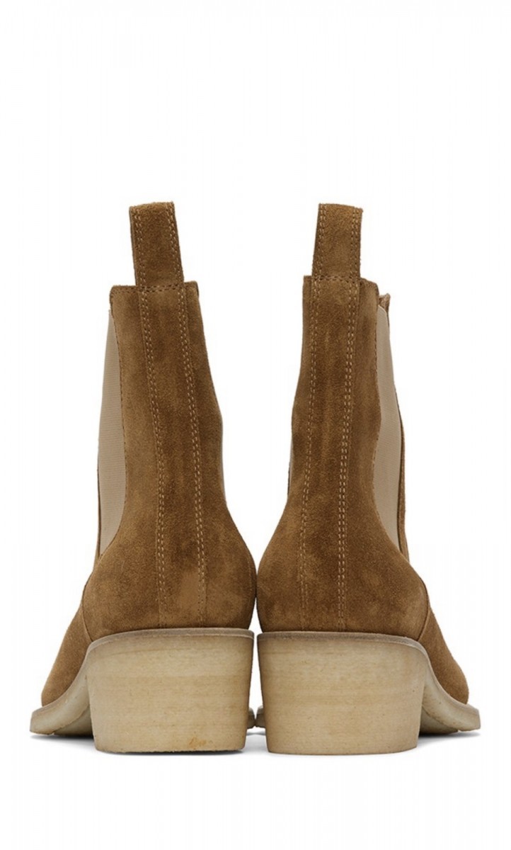 Crepe Suede Chelsea Boot Tan Point Toe - 5