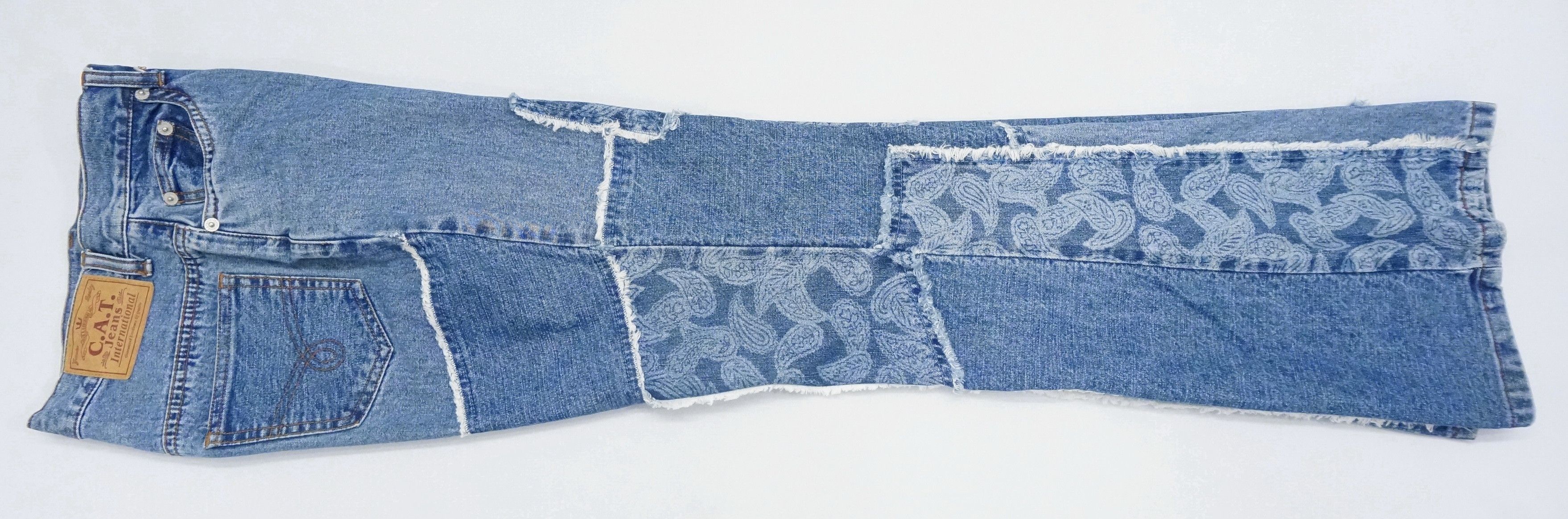 Rare Vintage 90s Flare High Waisted Patchwork Women Jeans - 9