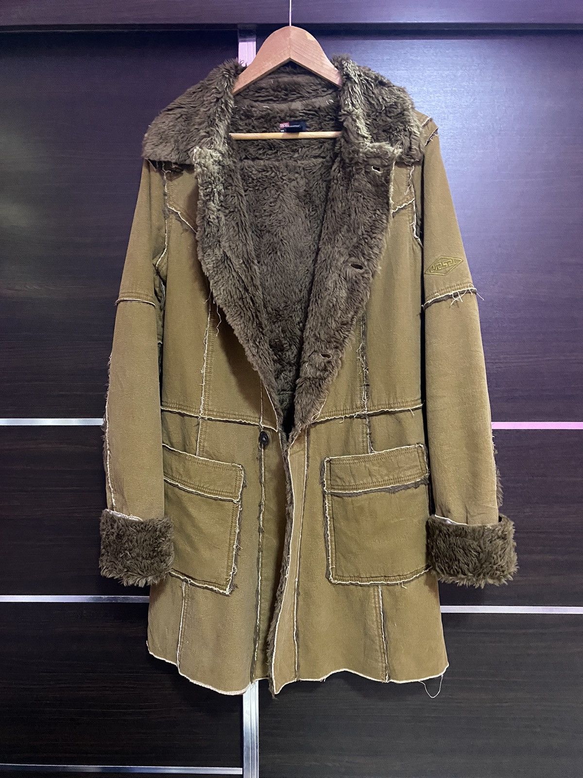 Diesel Black Gold Shearling Fur Parka Jacket - 3