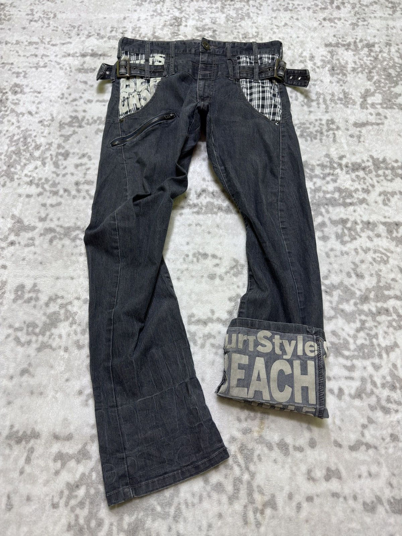 Y2K Bondage Double Waist Buckle Strap Zipper Punk Pants - 1