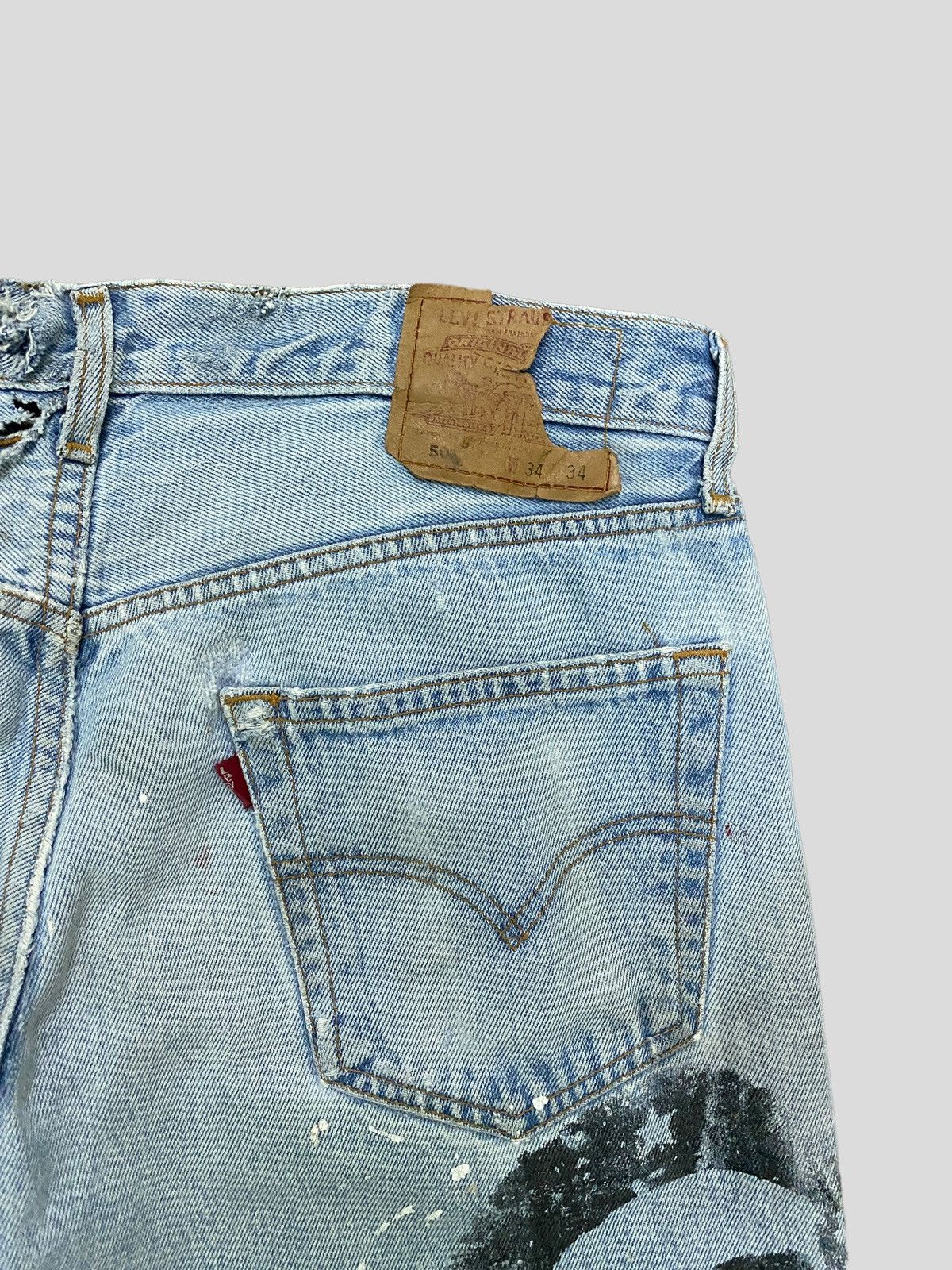 VINTAGE 90s Levi's 501 DISTRESSED CUSTOM CHE QUEVARA DENIM - 13