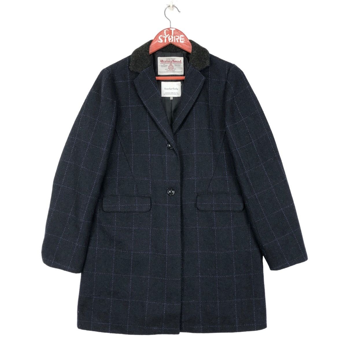 Vintage - Harris Tweed Sevendays Sunday Wool Coat Jacket Size M - 1