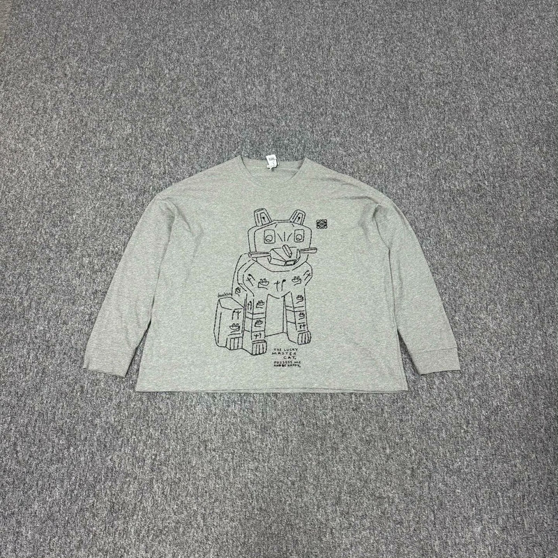 Loewe grey stone cat long-sleeved T-shirt - 1