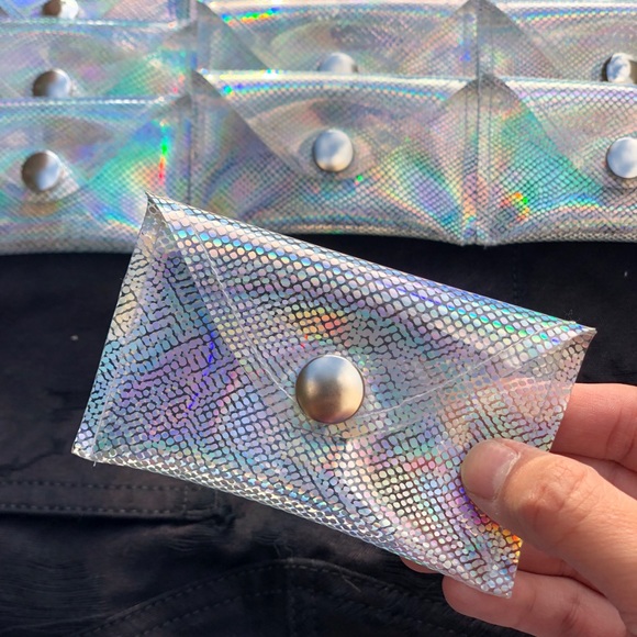 Hand Crafted - Handmade Shiny Iridescent Vinyl Clear Cardholder - 1