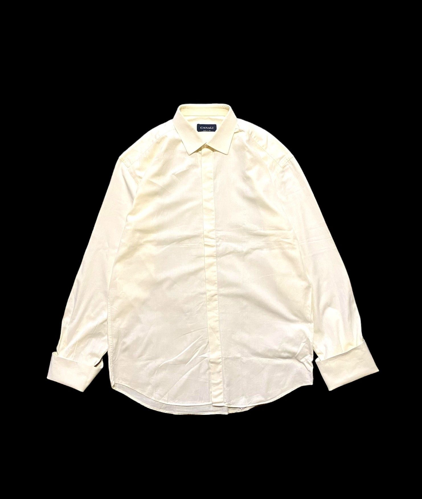 Canali Dress Shirt French Cuff White Cotton Solid 15 3/4 40 - 1