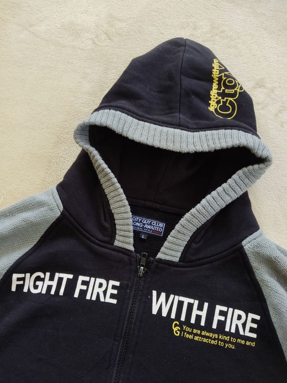 Archival Clothing - CTGY Fight Fire With Fire Varsity Knitted Zipper Hoodie - 5