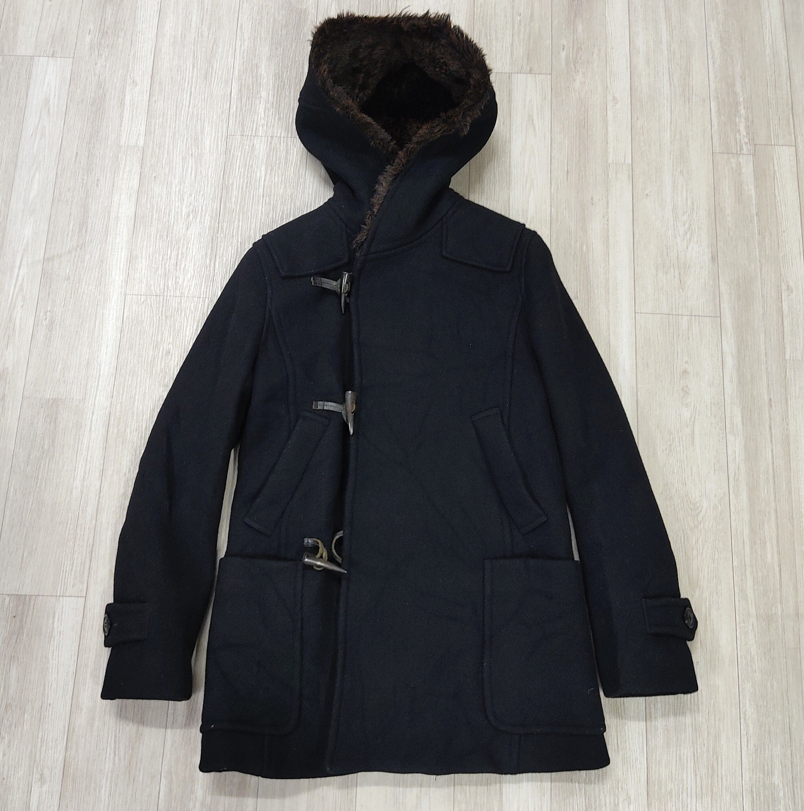 SUNAO KUWAHARA Fur Hooded Wool Duffle Jacket - 4