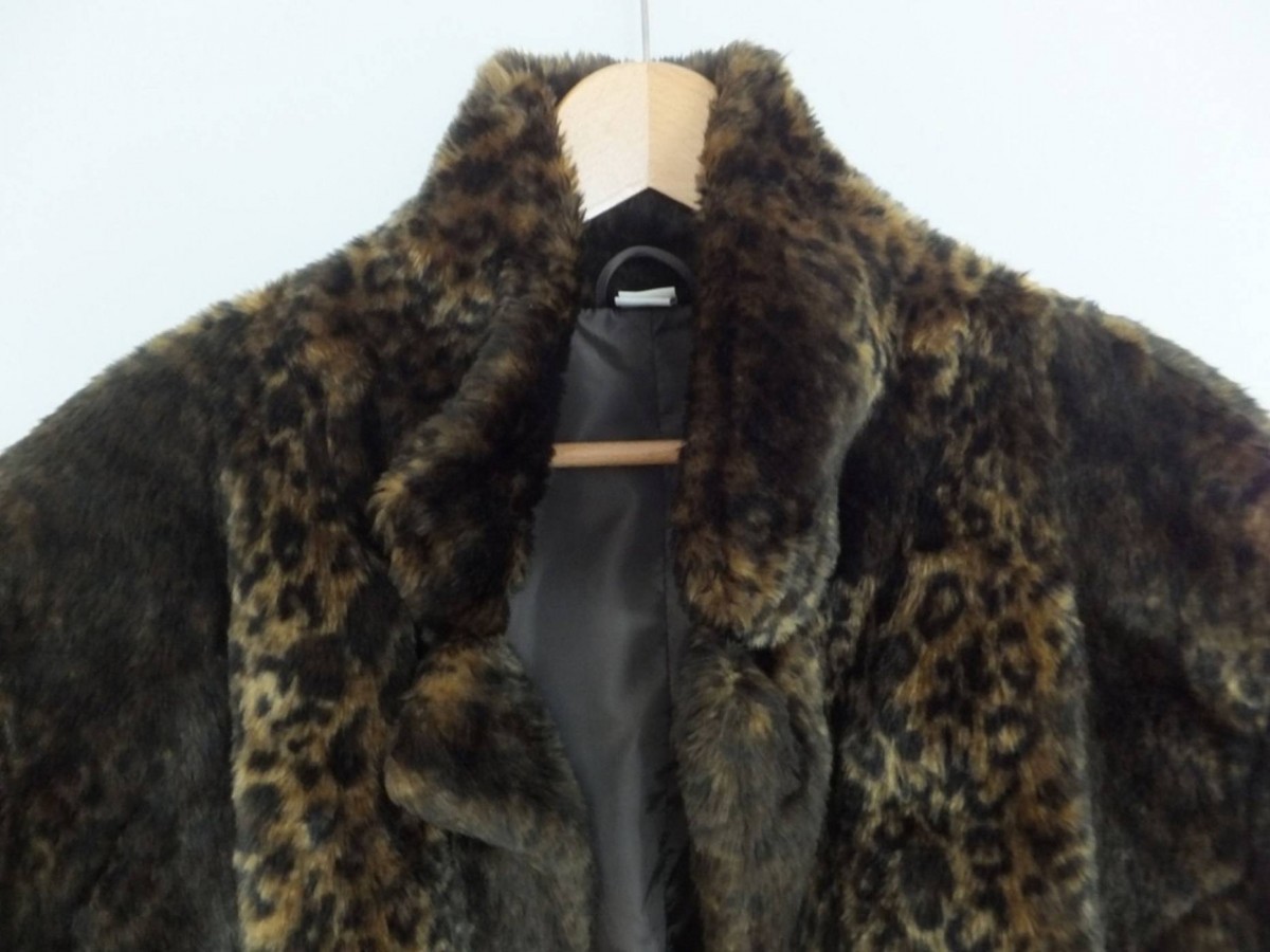 Vintage - faux fur leopard baby cat pattern coat size 50 52 - 2