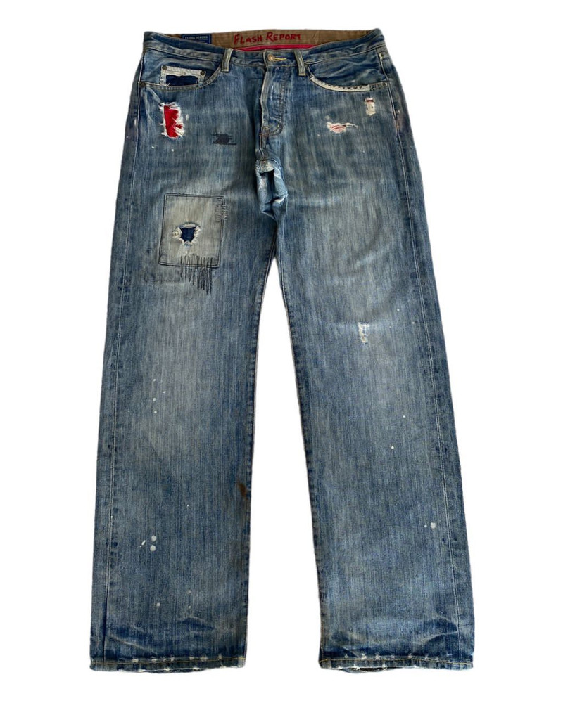 BAGGY JEANS🔥FLASH REPORT SASHIKO STYLE BAGGY DISTRESS DENIM - 1