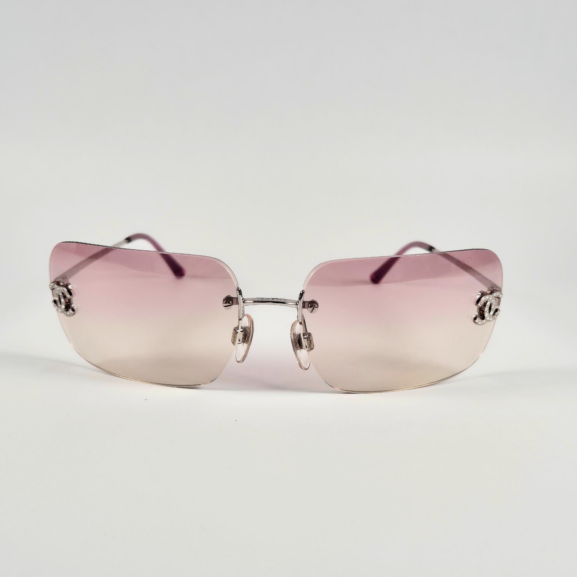 Chanel Swarovski Crystal Pink CC Logo Sunglasses - 3