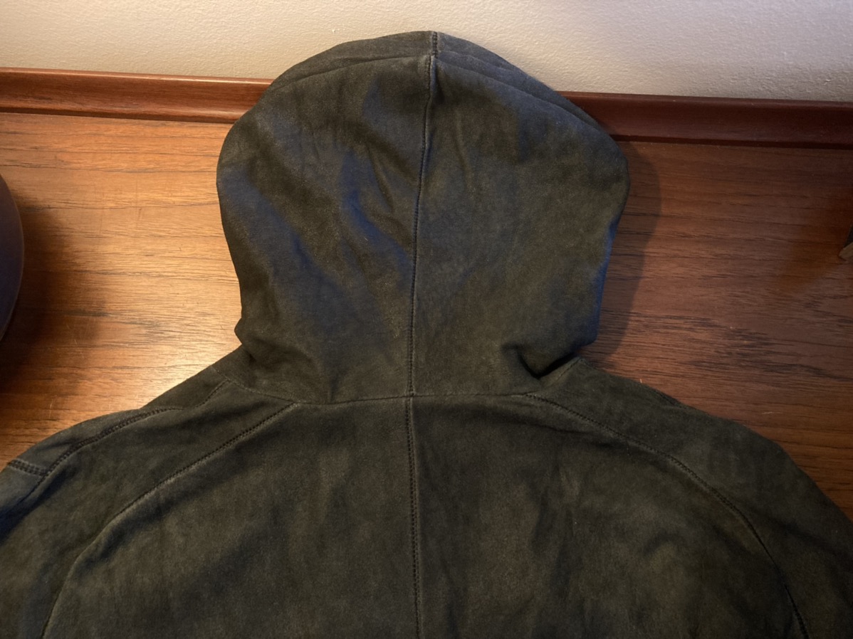Wool lined leather hoodie - 4