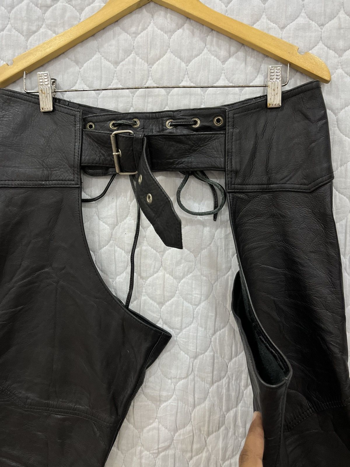 Genuine Leather - (Hh). HORN WORK LEATHER PUNK ROCK PANTS - 5