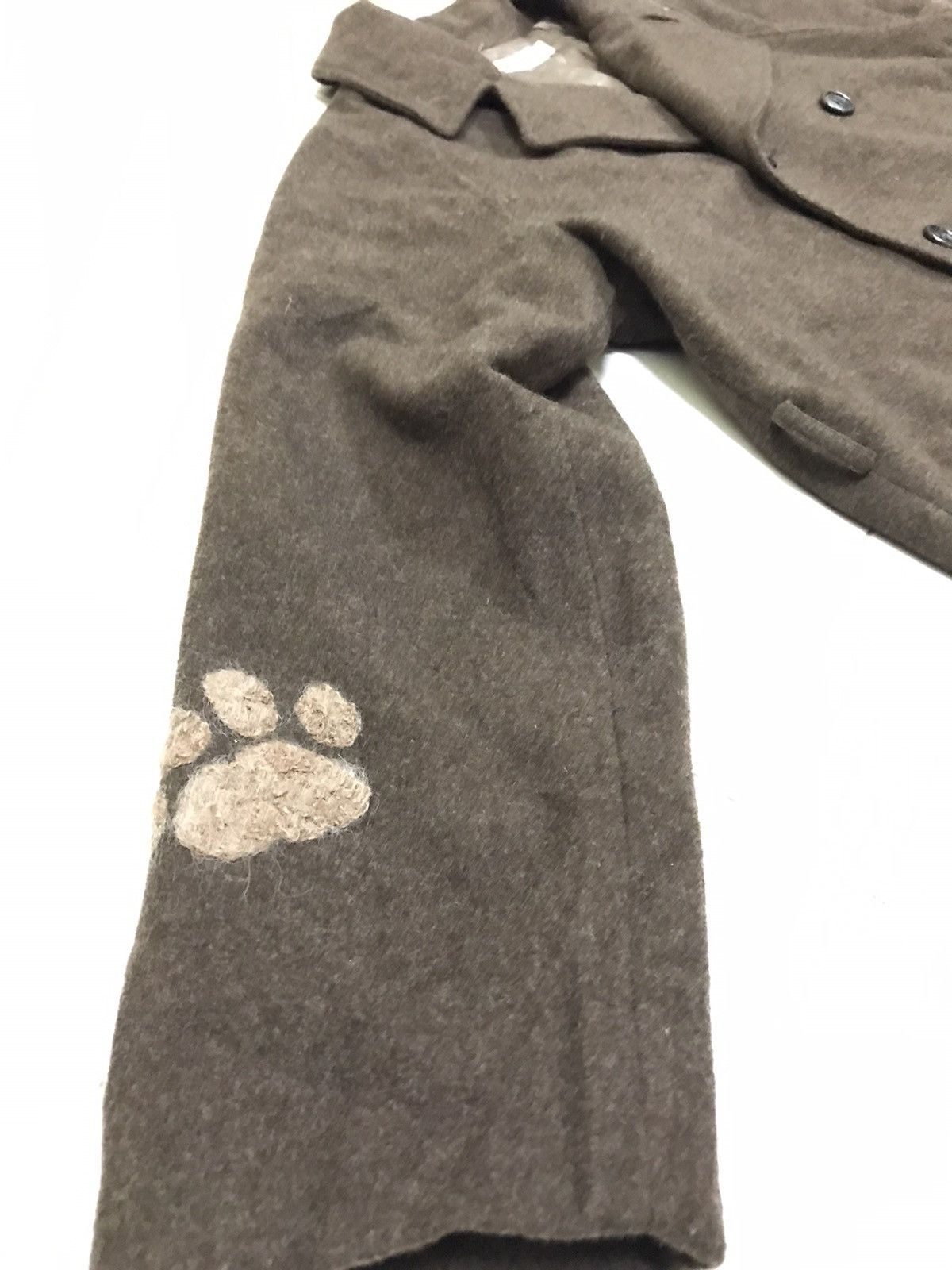 Designer - Kunio Sato Double Breast Dog Paw Embroidery Wool Coat - 6