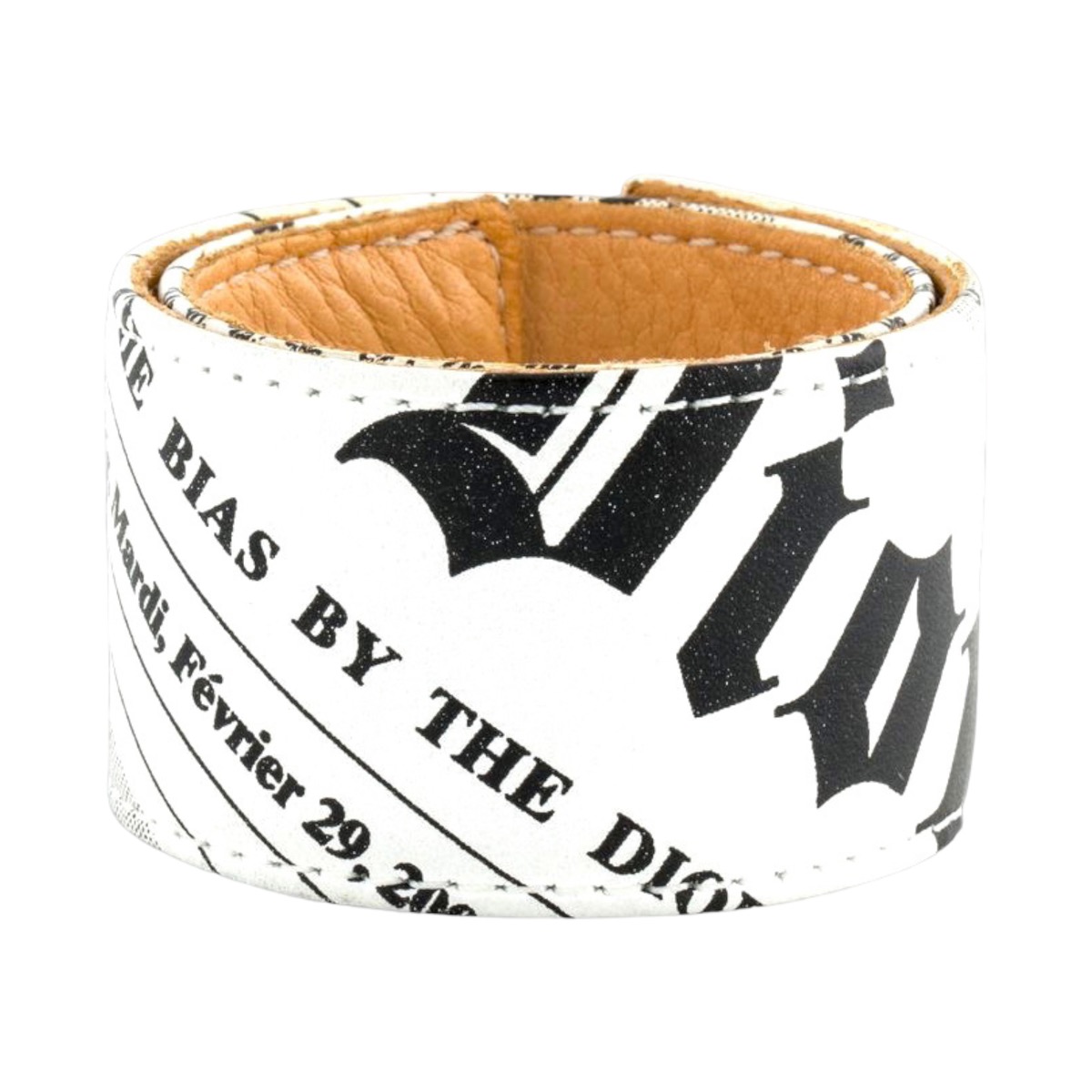 Vintage Christian Dior Newspaper Print Slap Bracelet - 1