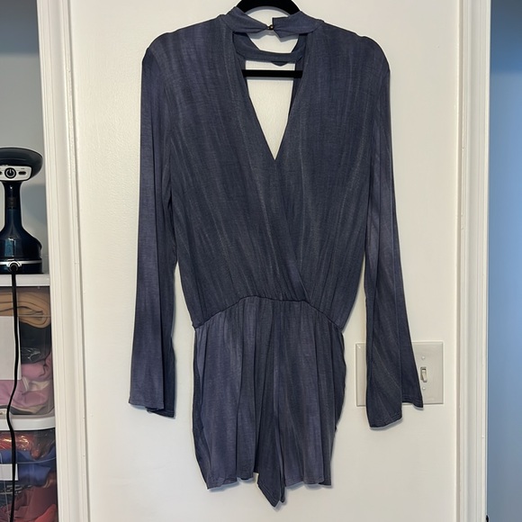 Vintage Havana Blue Long Sleeve Romper - 6