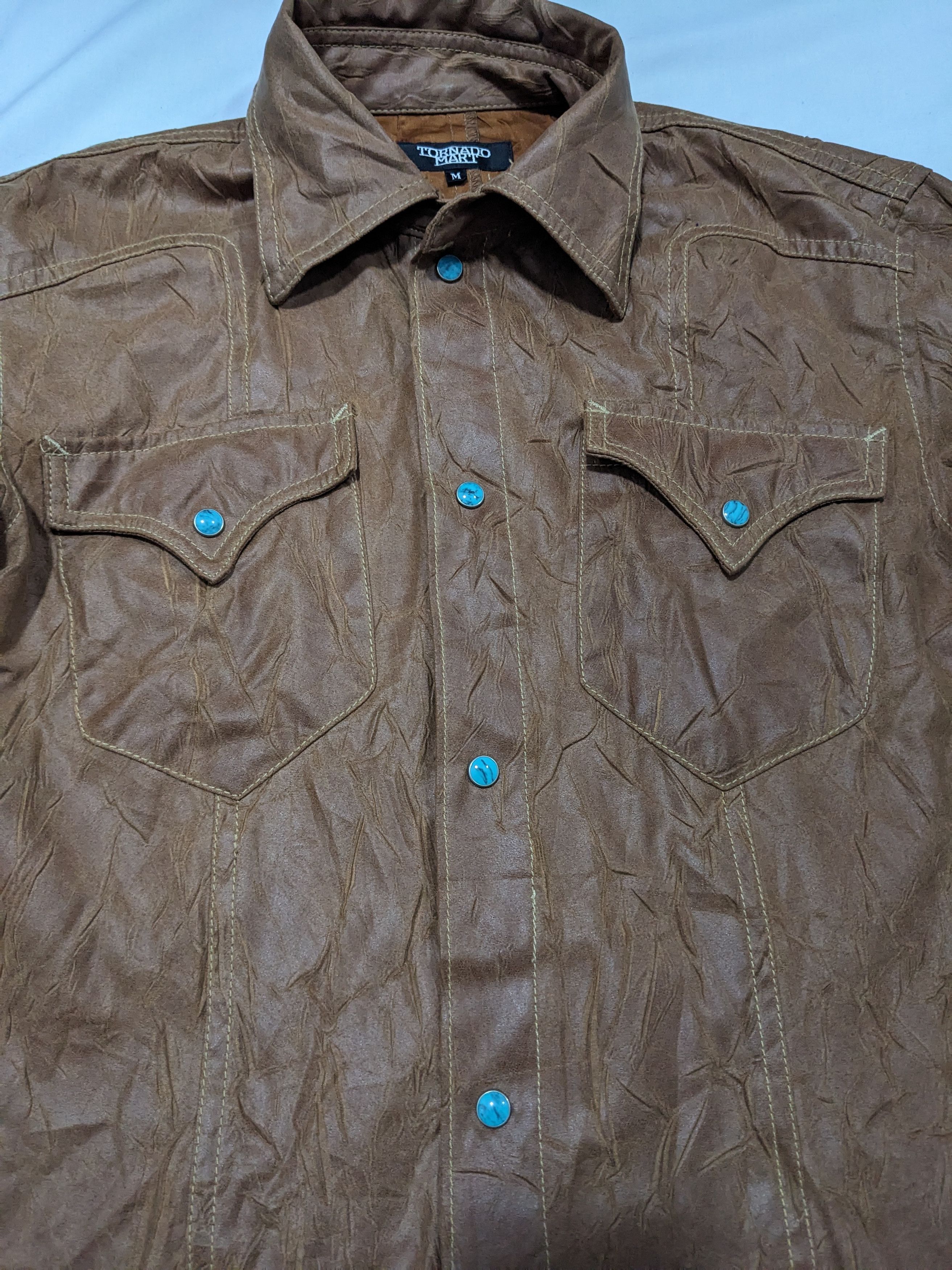 Japanese Brand - Tornado Mart Womens Western Brown Shirt Pearl Snapped Button - 5