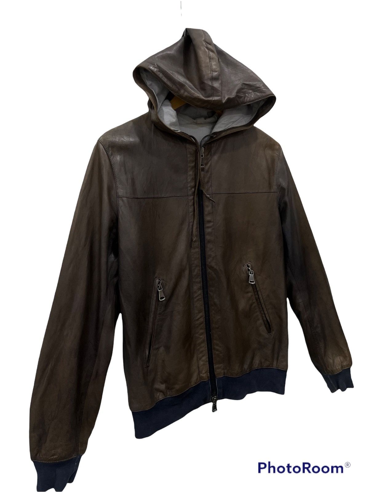 Italian Designers - B7. MARCELLO PAMPALONI HOODIE LEATHER JACKET - 4