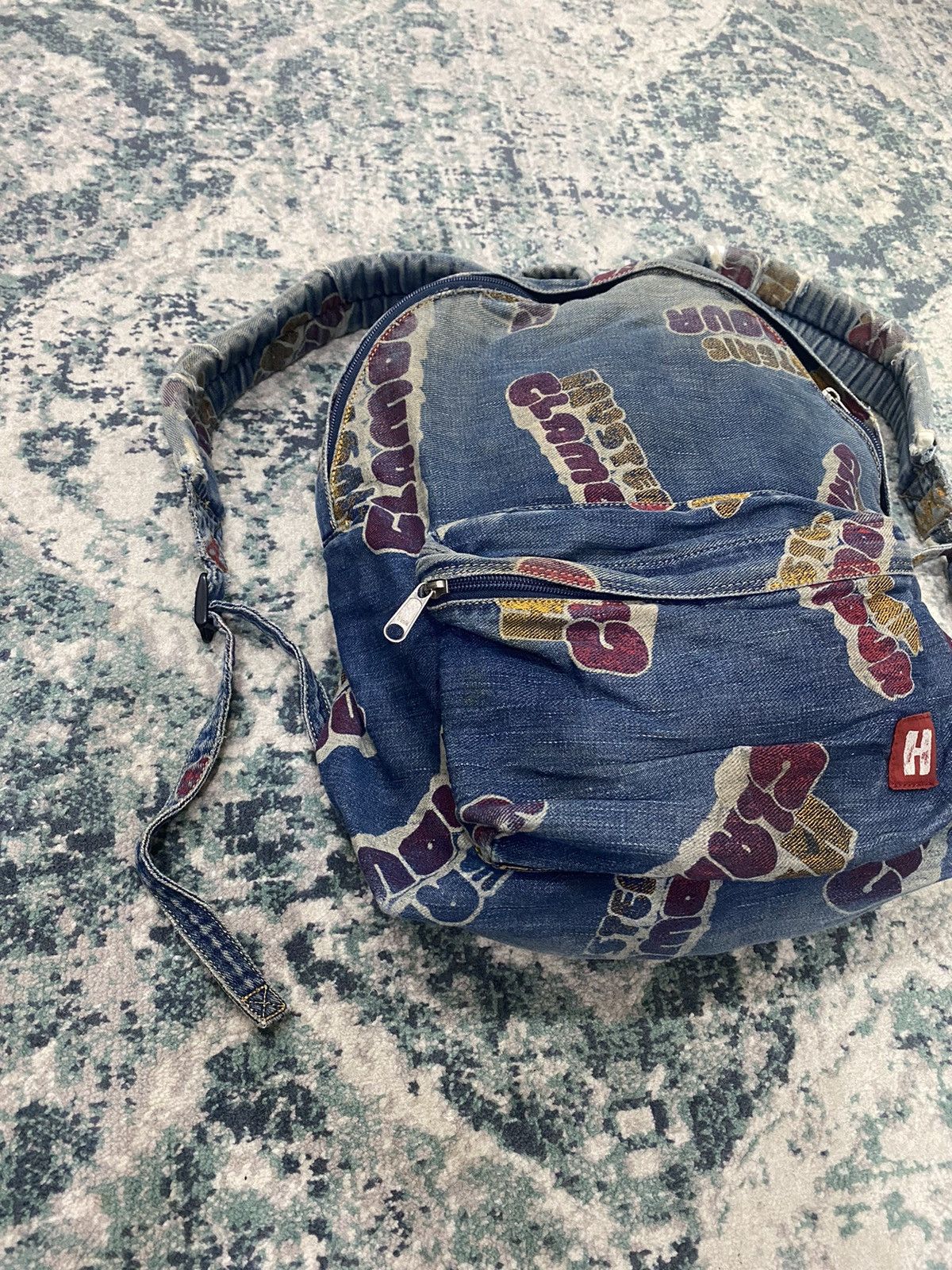 Hysteric Glamour Printed Distressed Denim Backpack - 4