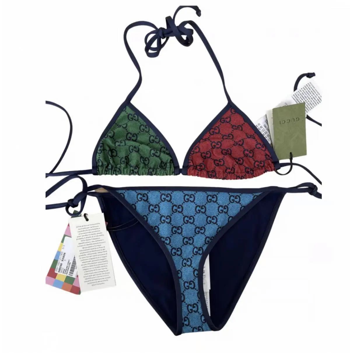 New Gucci GG monogram Gg supreme triangle multicolored bikini set - 2