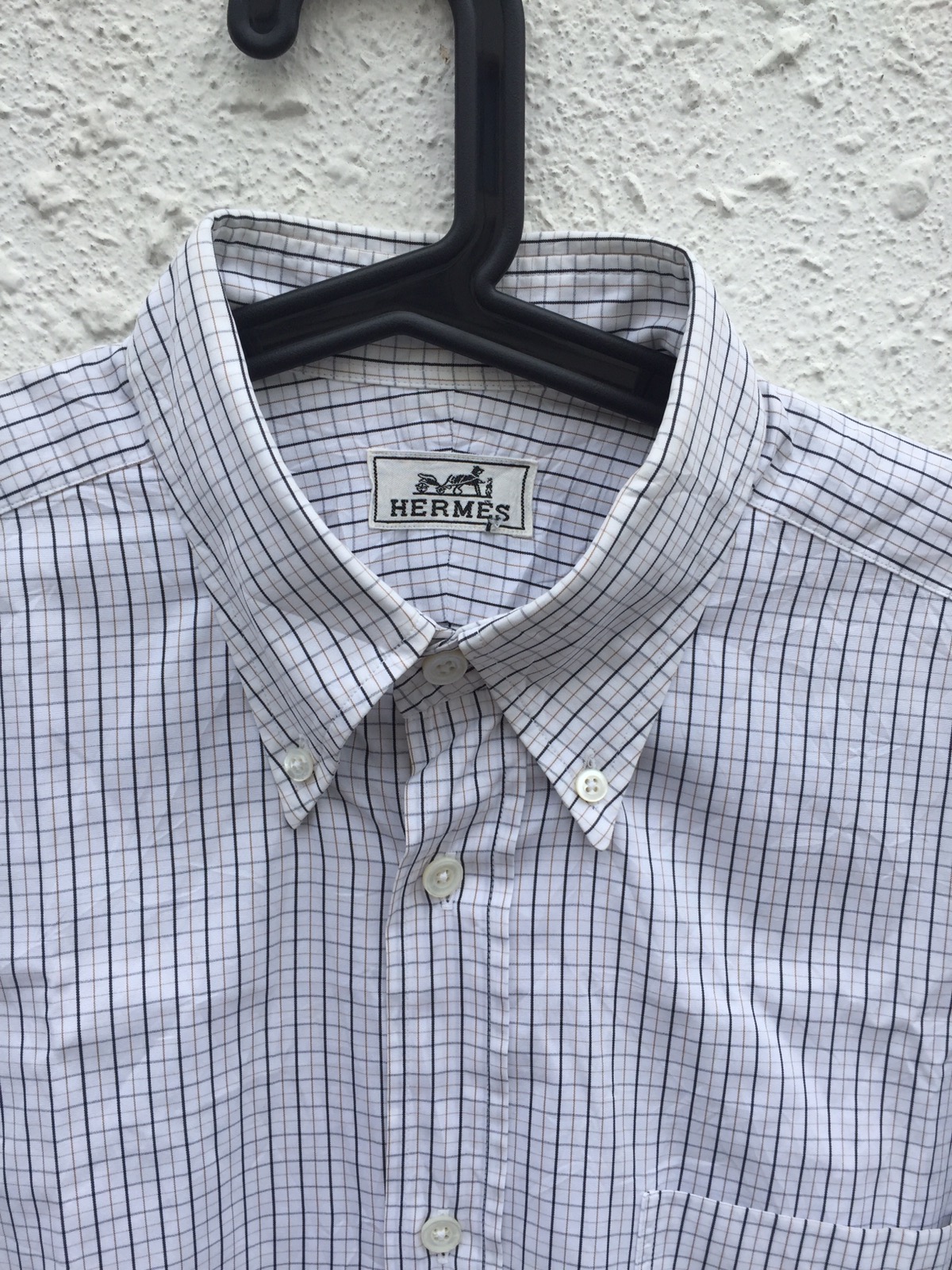 Vintage Hermes Basic Checkered Long Sleeve Shirt - 6