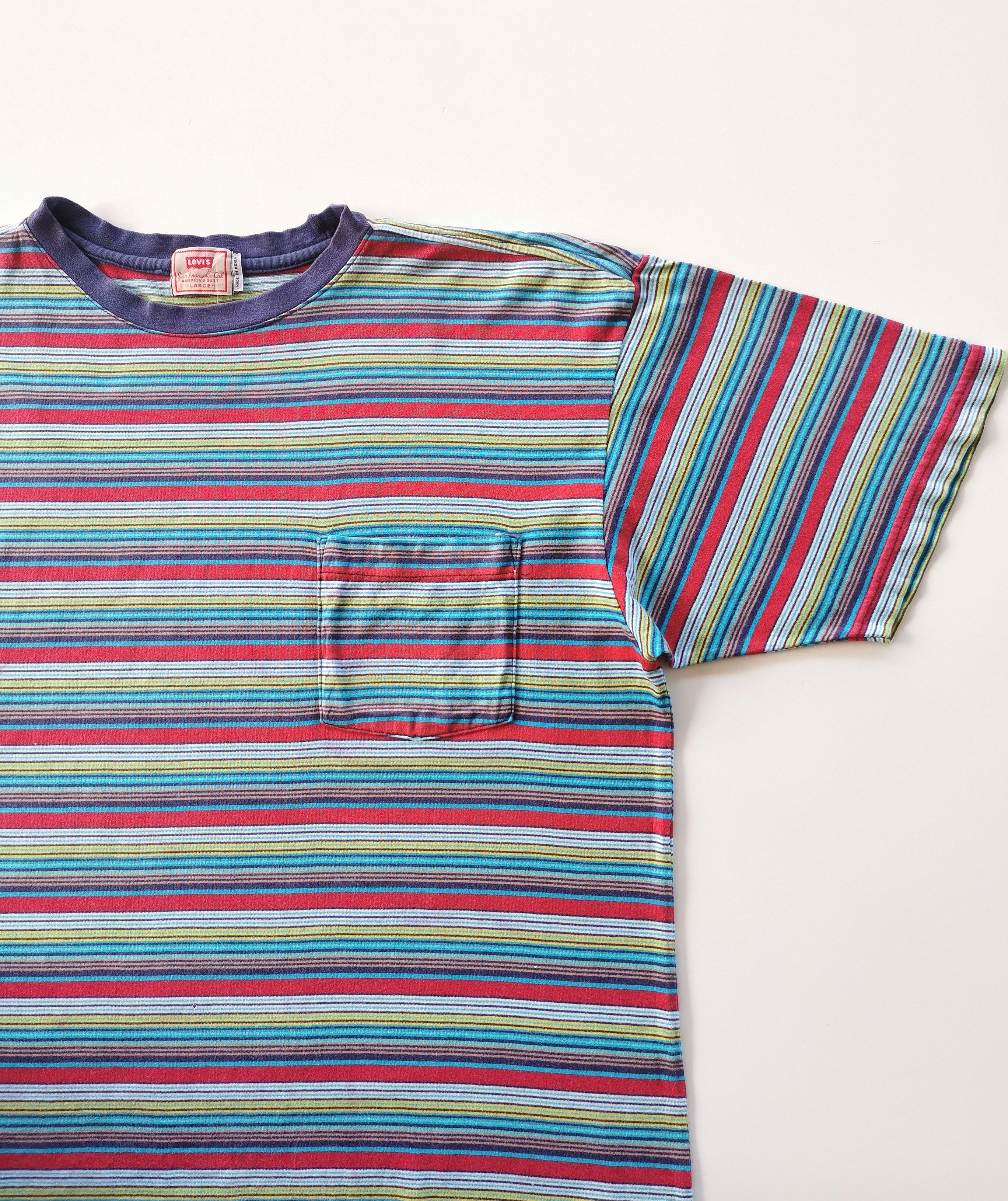 Vintage Levis Rainbow Stripe Pocket Tshirt - 3