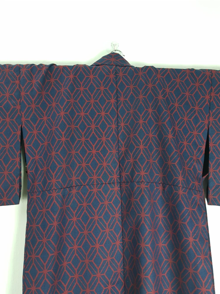 Indigo - Vintage Indigo Kimono Japan Flower Abstract Design - 5