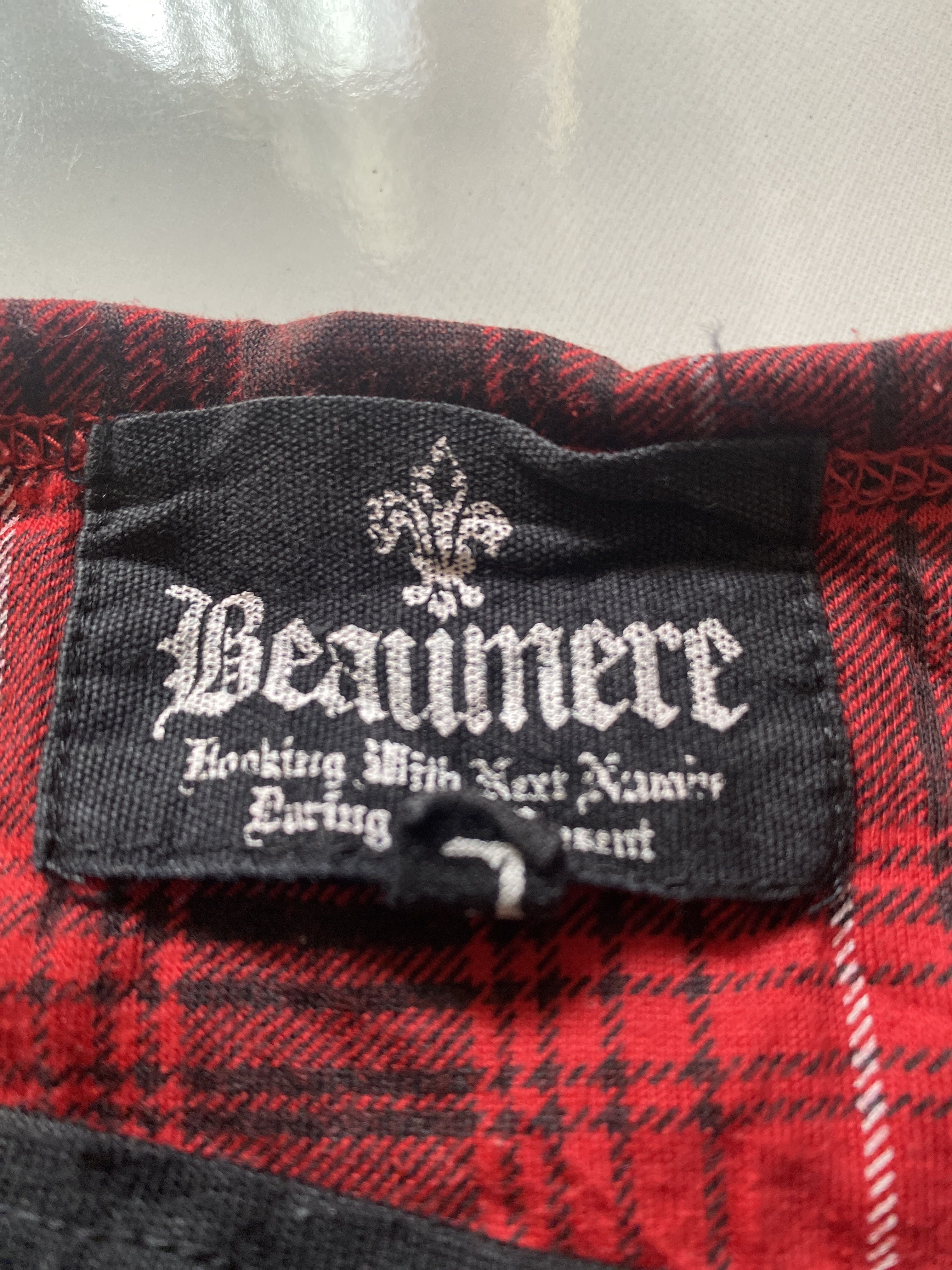 Beaumere Punk Graphic Layered T-Shirt with Red Flannel Hem – Union Jack Print - 4