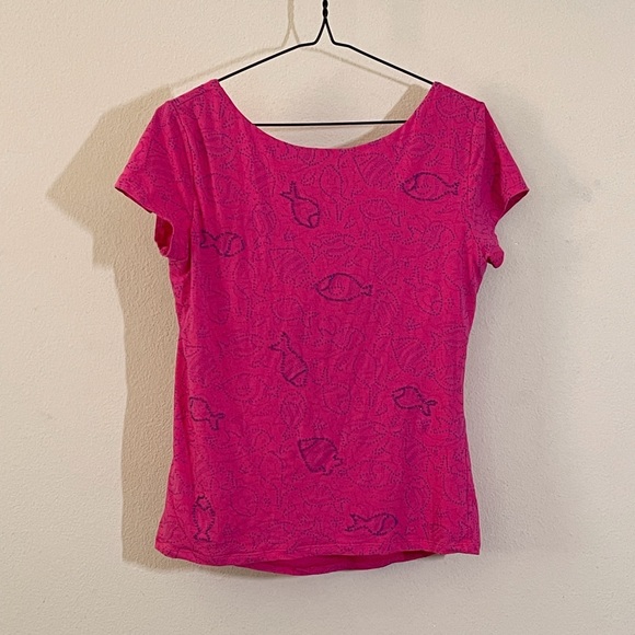 MaxMara - VTG Y2K Max Mara Beaded Barbiecore Fish Tee Weekend line - 3