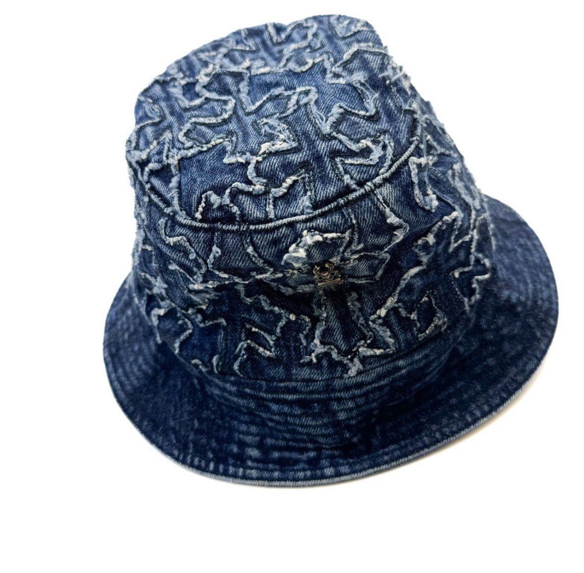 Denim cross patch dagger bucket hat - 1