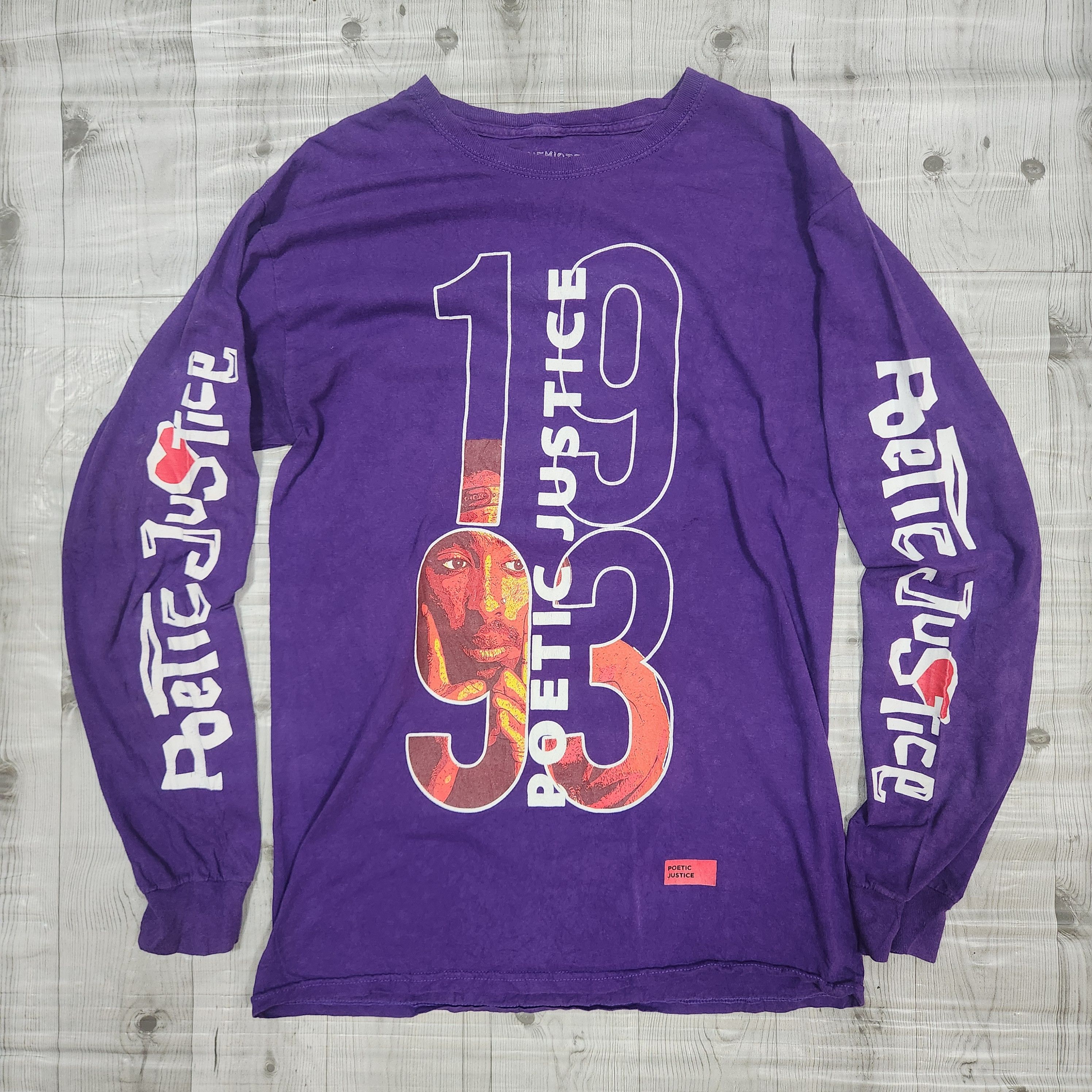 Rare - Tupac Shakur Poetic Justice 1993 Purple Long Sleeves - 1