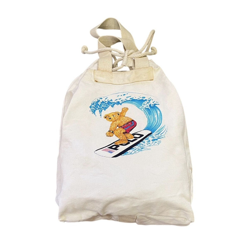 Rare!Vintage Polo Ralph Lauren Surfing Bear Drawstring Bag - 1