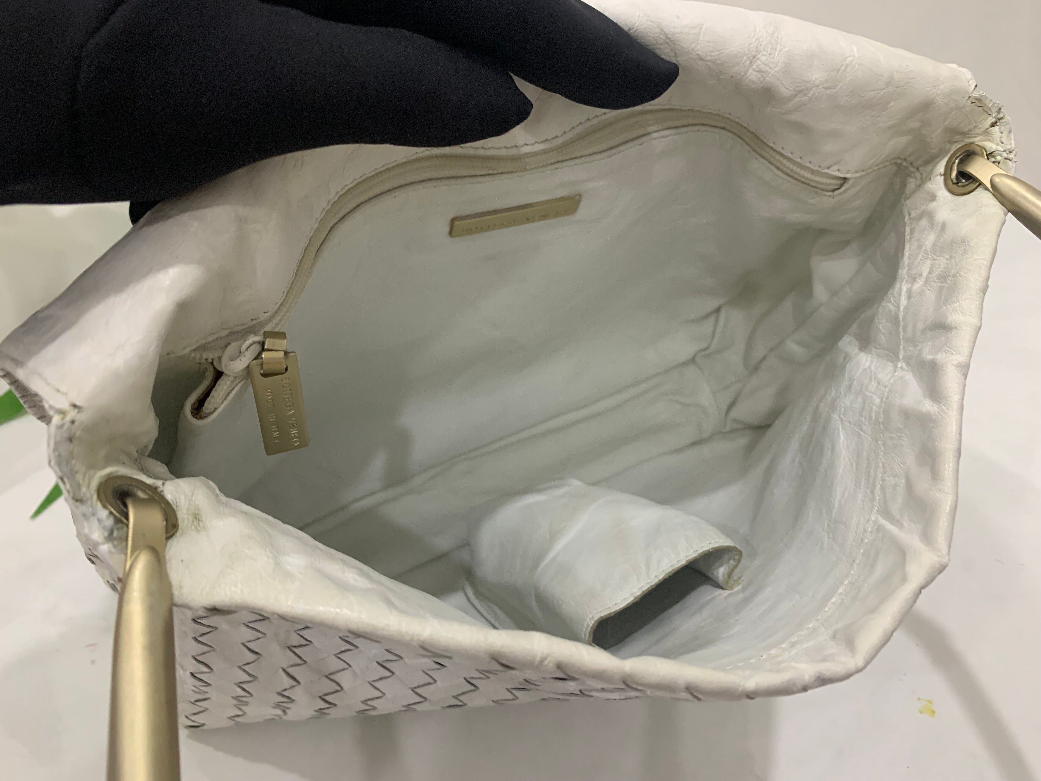 Authentic vintage bottega veneta white leather shoulder bag - 17