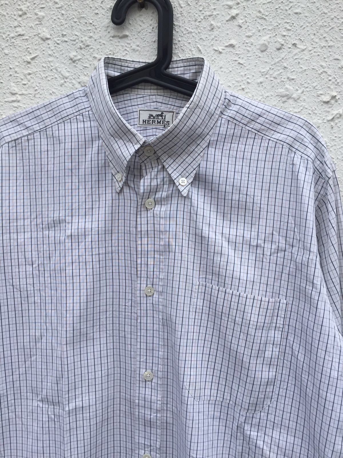 Vintage Hermes Basic Checkered Long Sleeve Shirt - 3