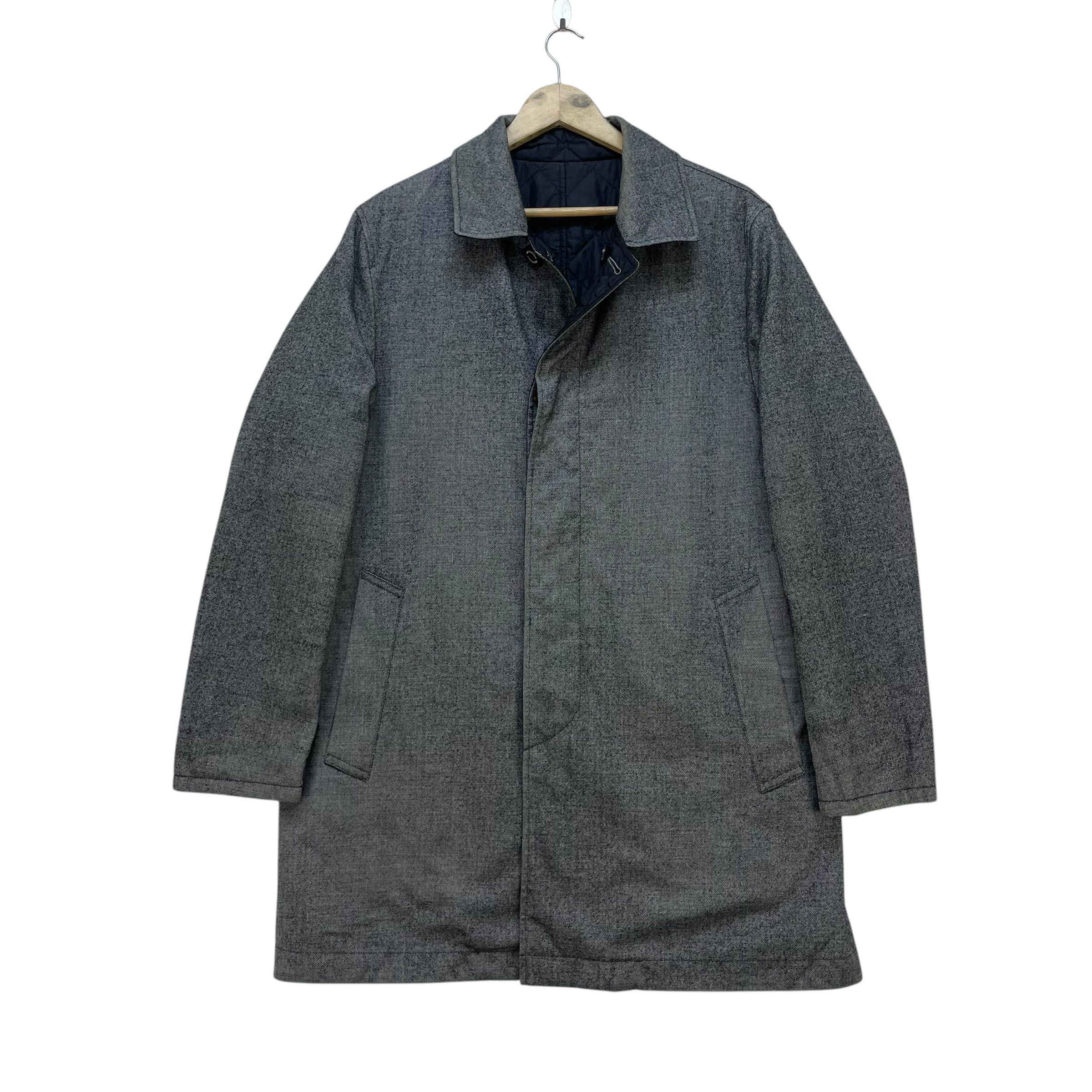 Vintage Mackintosh Philosophy Reversible Quilted/Herringbone Long Coat Jacket  - 2