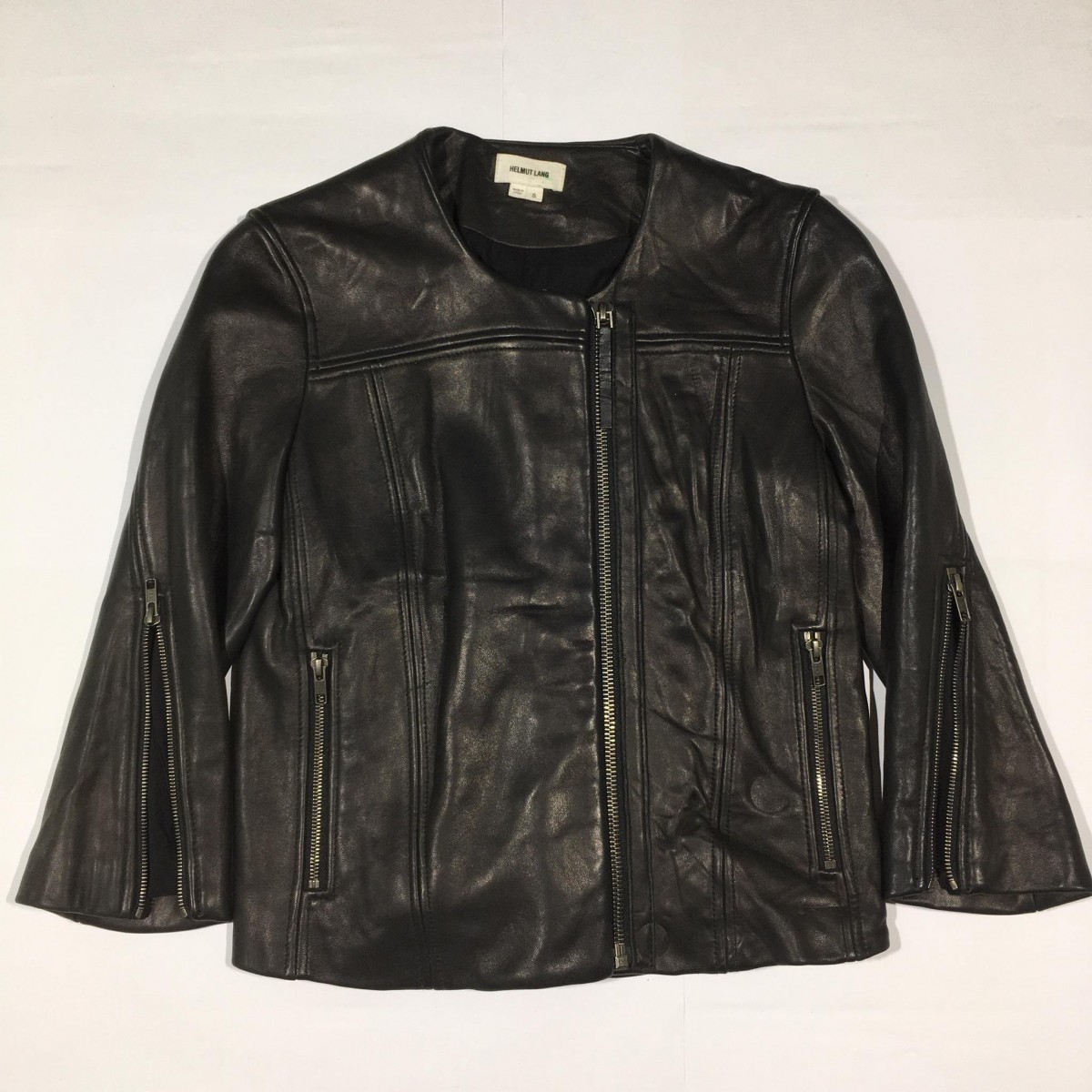 Zip Detail Genuine Lamb Leather Jacket - 3