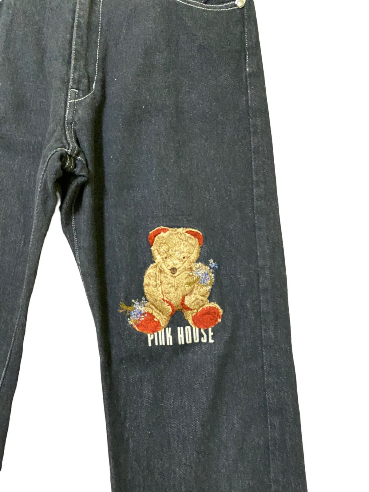 Japanese Brand - Pink House Embroidered Bear Denim Jeans - 6