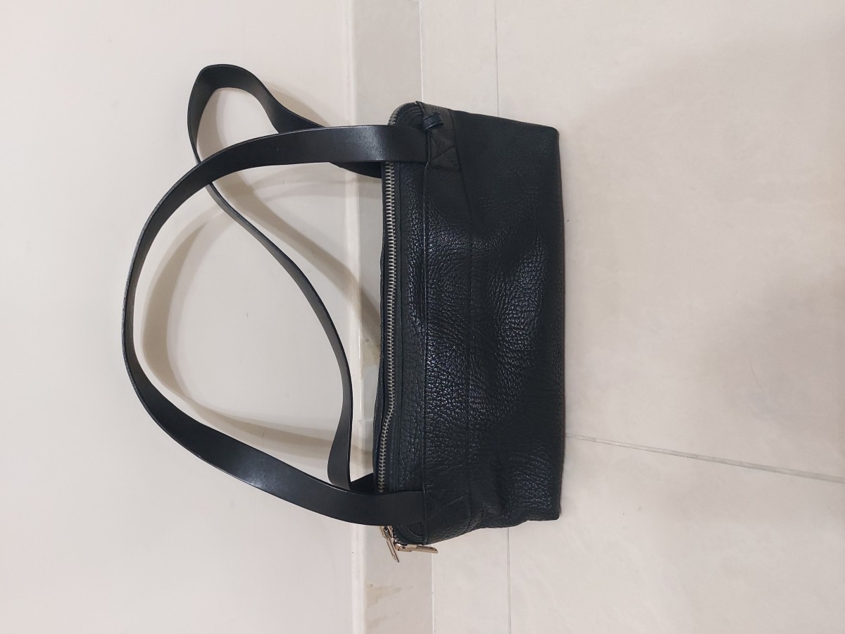 Grain Leather Duffle Travel Pouch Bag Handbag - 2