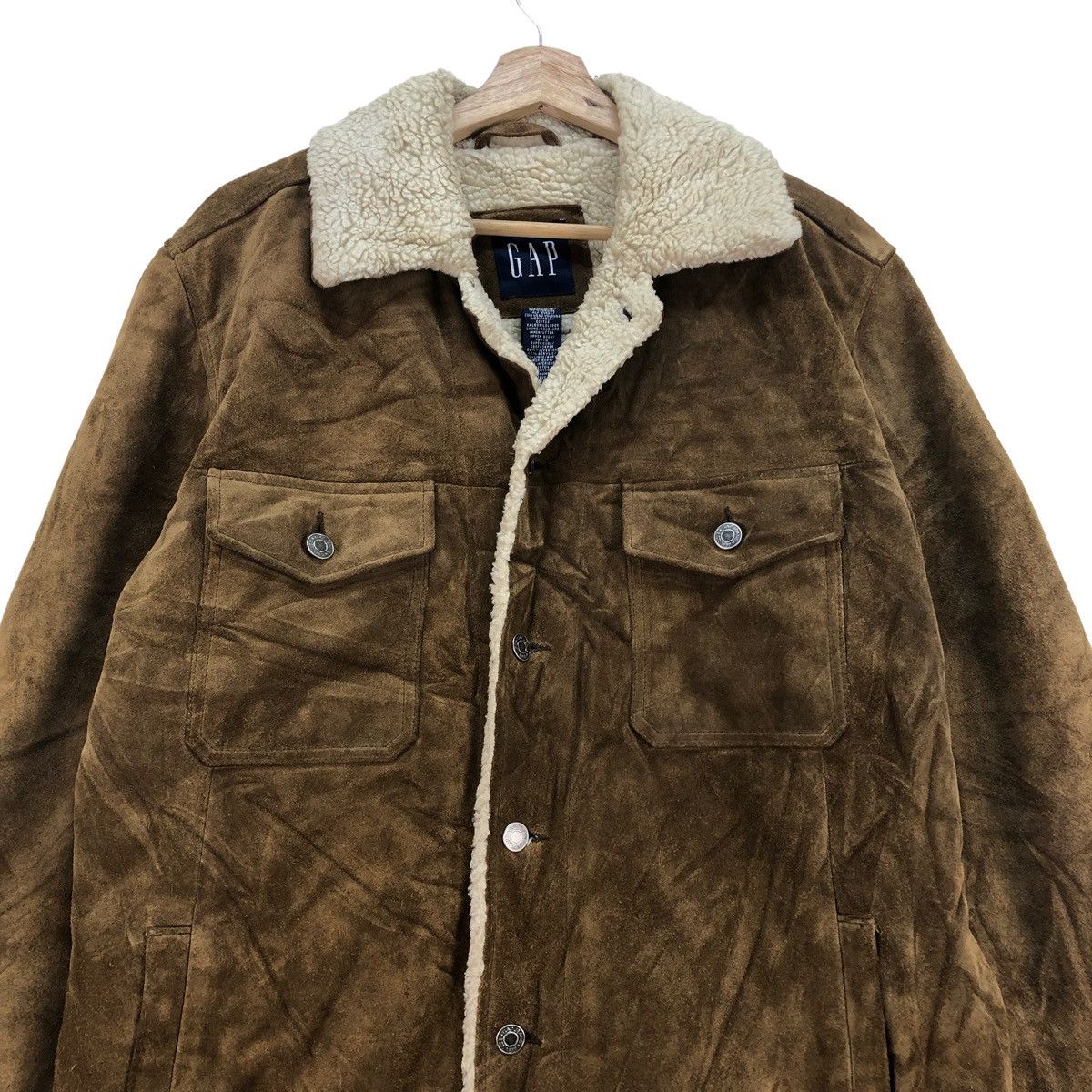 Genuine Leather - Gap Suede Leather Sherpa Jacket - 4