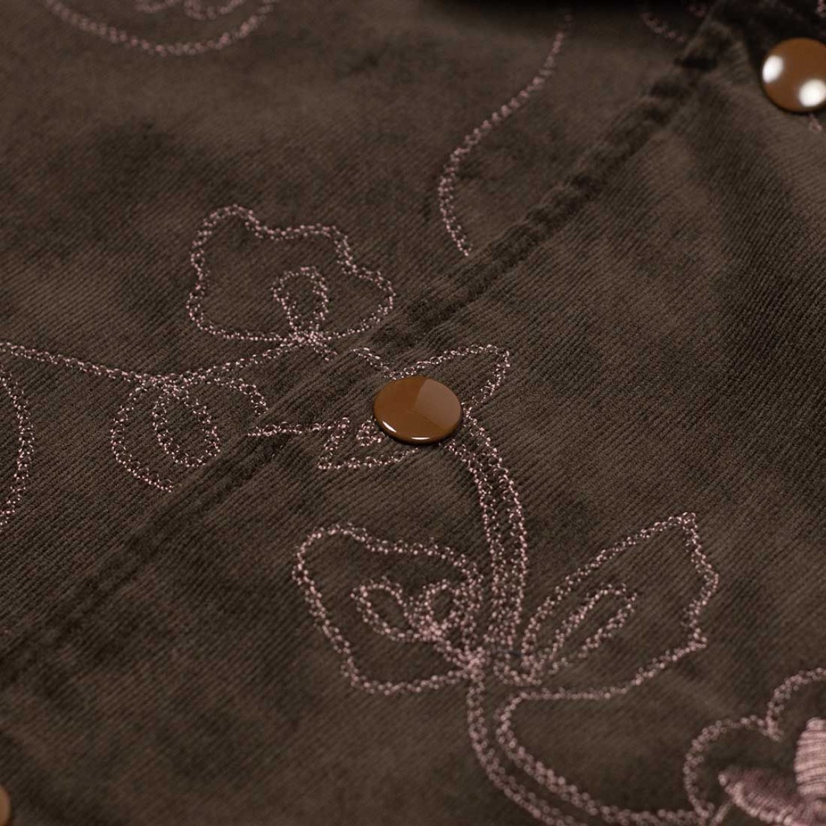 Niche - floral flower corduroy embroidery jacket brown L - 5