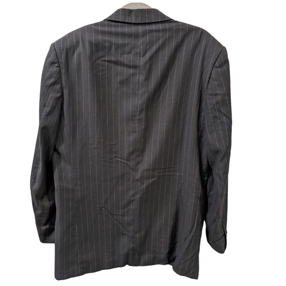 Giorgio Cerruti Italian Gray Pinstripe High Twist Microtech Suit Jacket 42 Long - 2