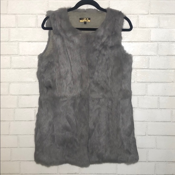 LaRok Luxe Grey Genuine Rabbit Fur Vest - 1