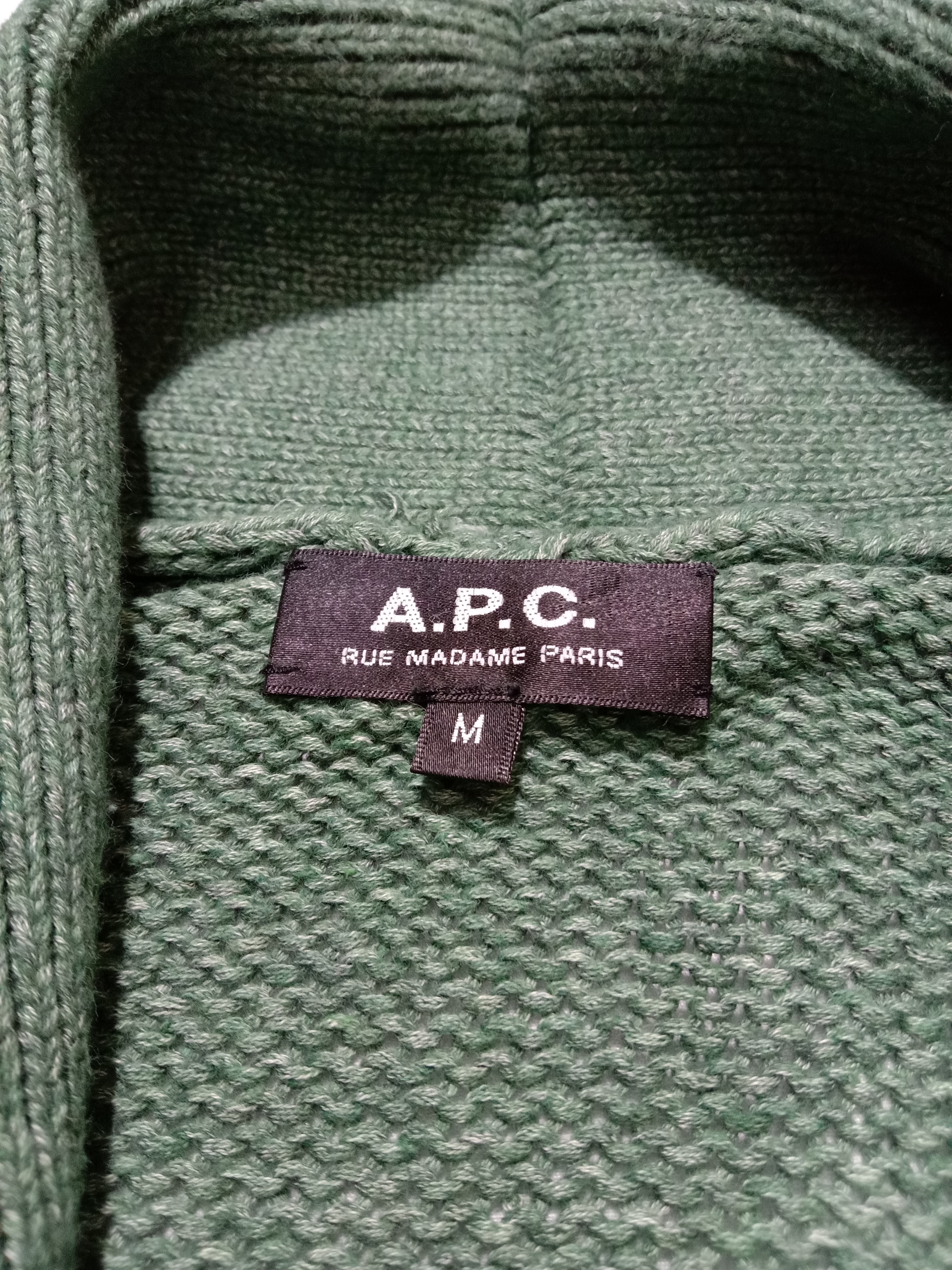 A.P.C Japan Rue Madame Paris Green Knitwear Cardigan Jacket - 4